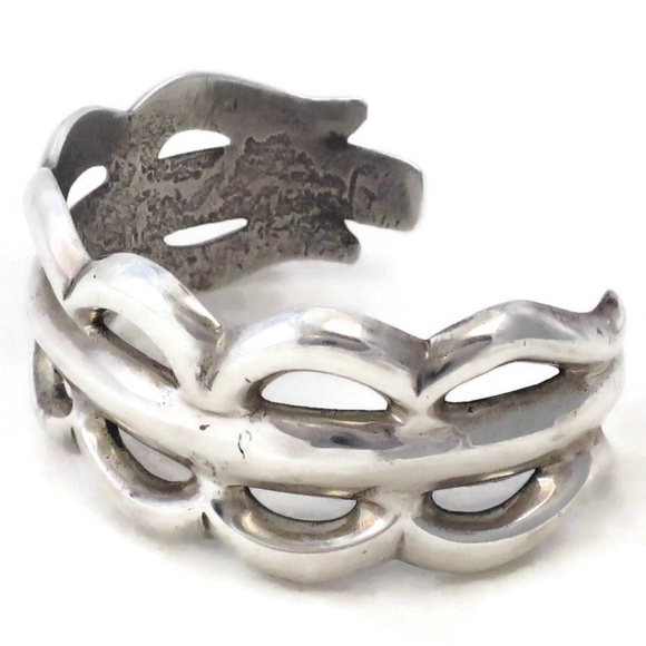 Southwest Sterling Sand Cast Cuff Bracelet - Picture 2 of 7